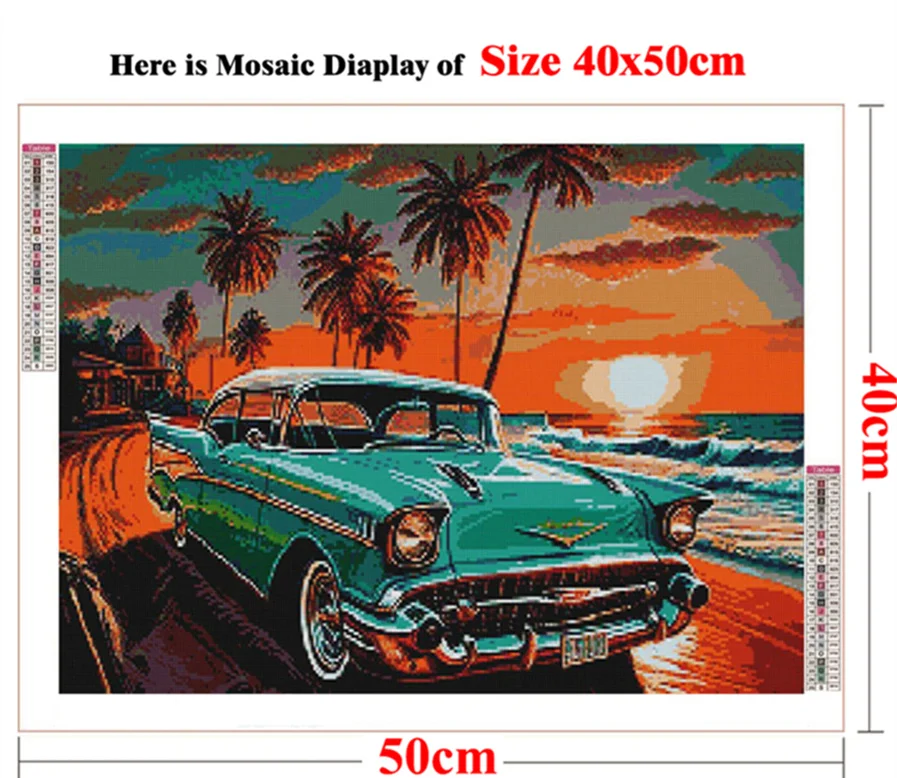 Наборы для алмазной живописи взрослых закат винтажный автомобиль комикс поп-арт