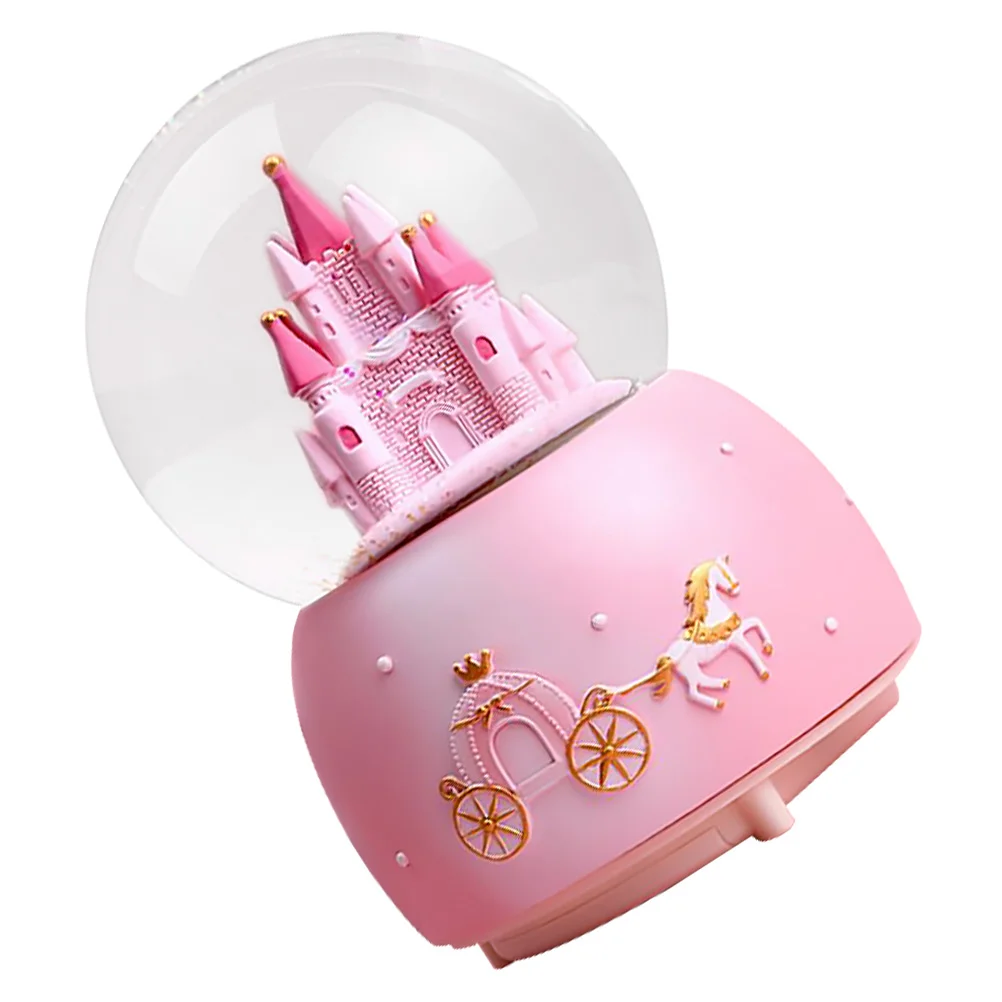 

Dining Table Decor Castle Crystal Ball Snow Globes Glass 12x8x8cm Music Pink Girl