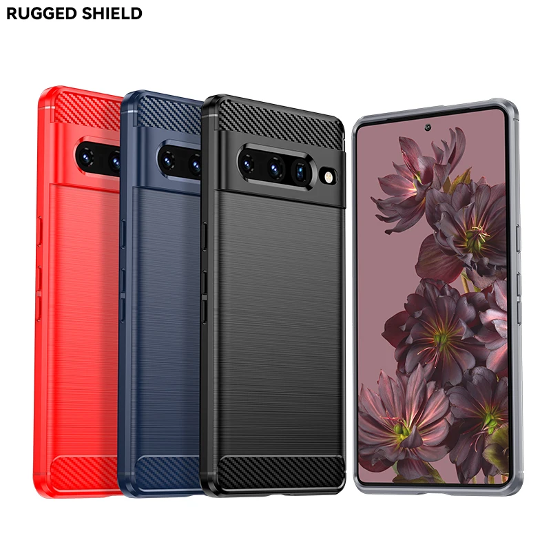 

For Google Pixel 7 Pro Case Soft Carbon Fiber Brushed Texture Rugged Shield Anti-Fingerprint Back Cover Bumper For Pixel 7