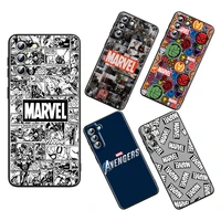 marvel logo avengers art for samsung galaxy s22 s21 s20 s10 s10e s9 s8 s7 pro ultra plus fe lite black silicone soft phone case
