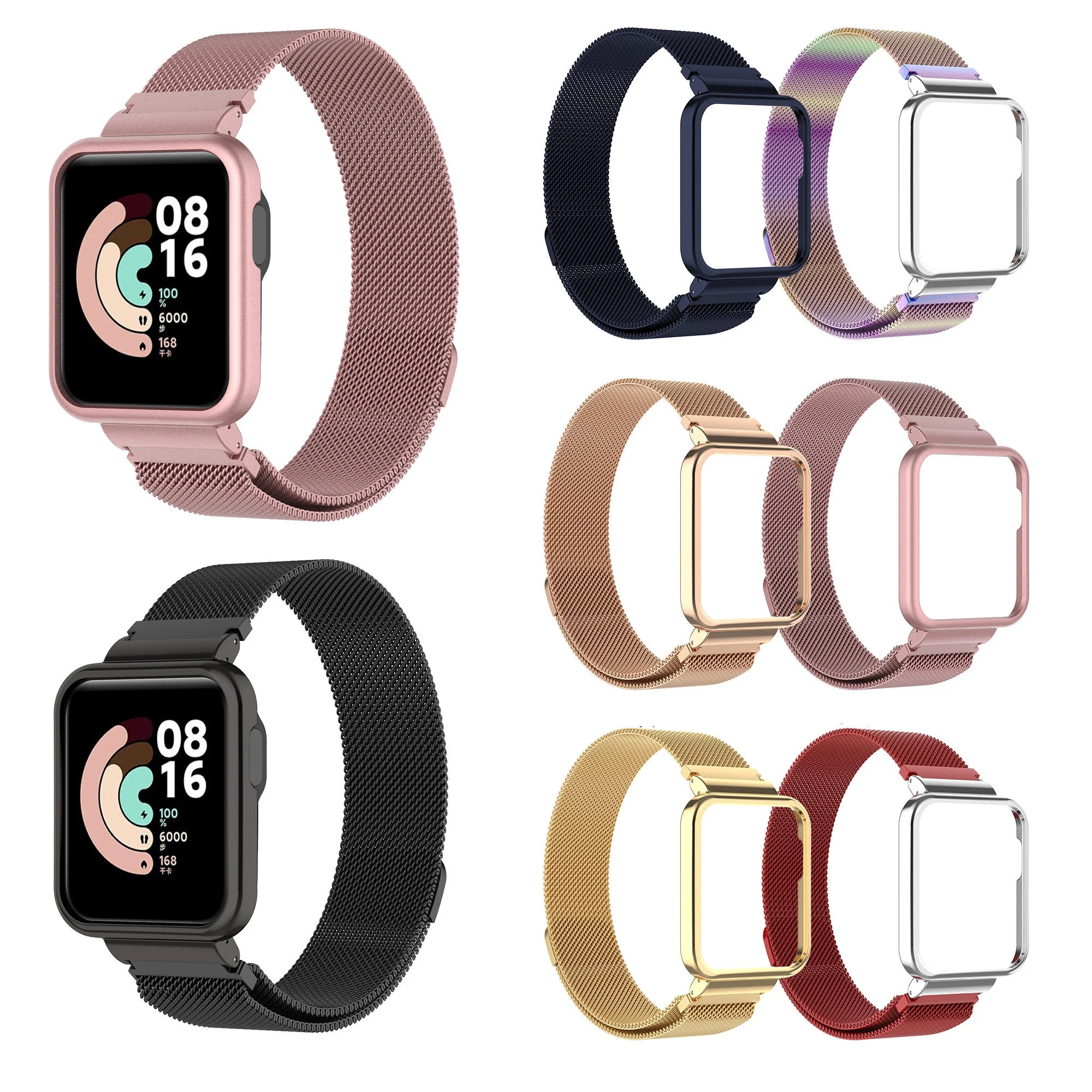 Milanese Magnetic correa Mi Watch Lite 2 metal Magnetic Loop correa For Redmi watch 2 Wristband Bracelet+Case cover