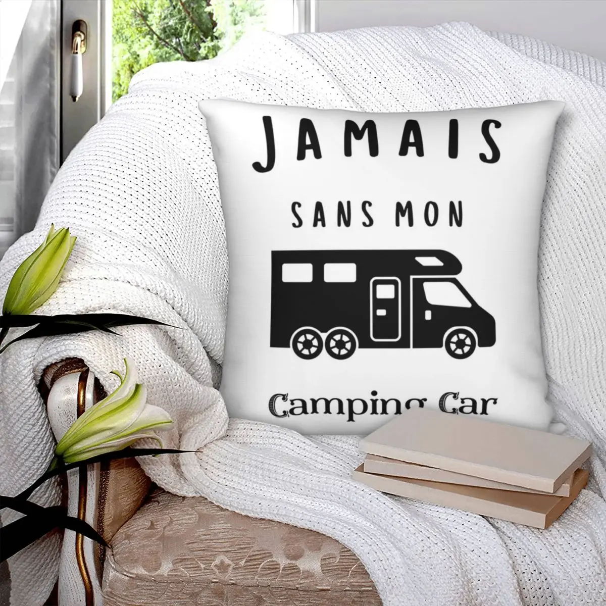 Чехол на подушку из полиэстера и льна с узором |