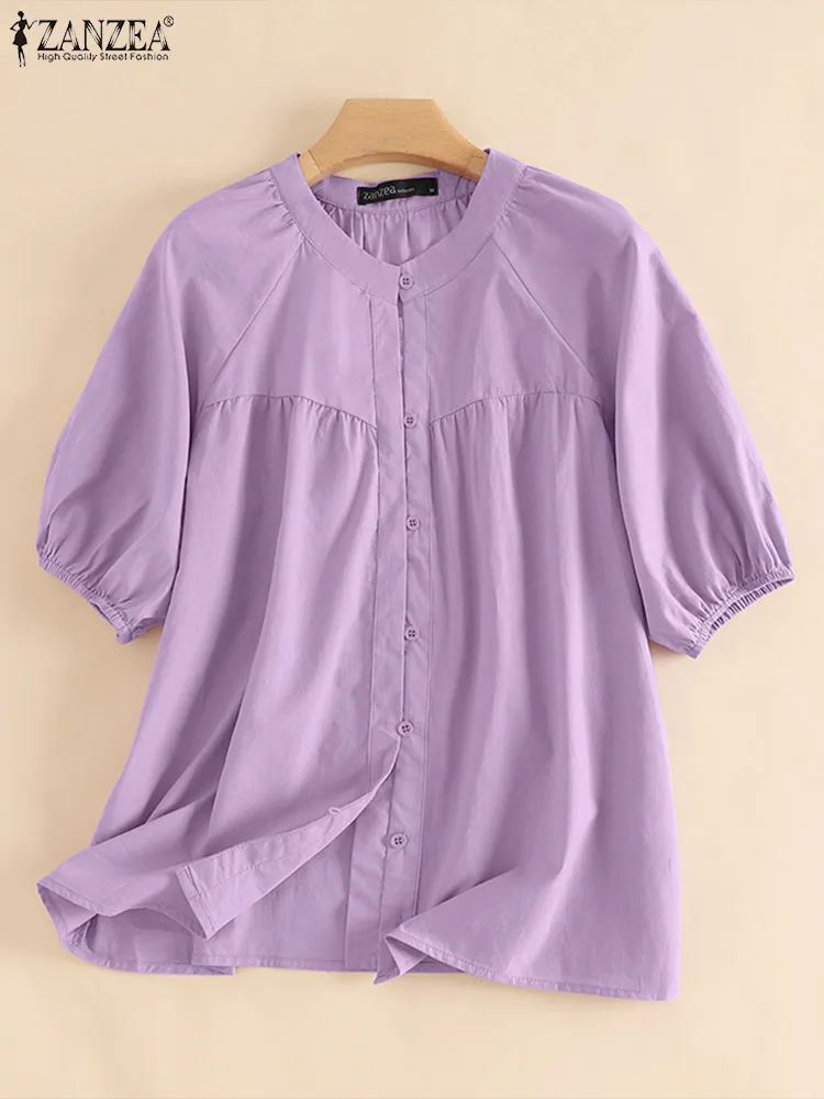 

Блузка женская однотонная с коротким рукавом, элегантная уличная одежда, повседневный однотонный Свободный Топ, рубашка, на лето