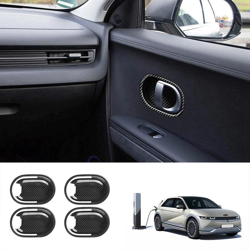 

4Pcs Carbon Fiber Inner Door Handle Bowl Panel Cover Trim For Hyundai Aini Krypton 5 IONIQ 2022+ Interior Mouldings