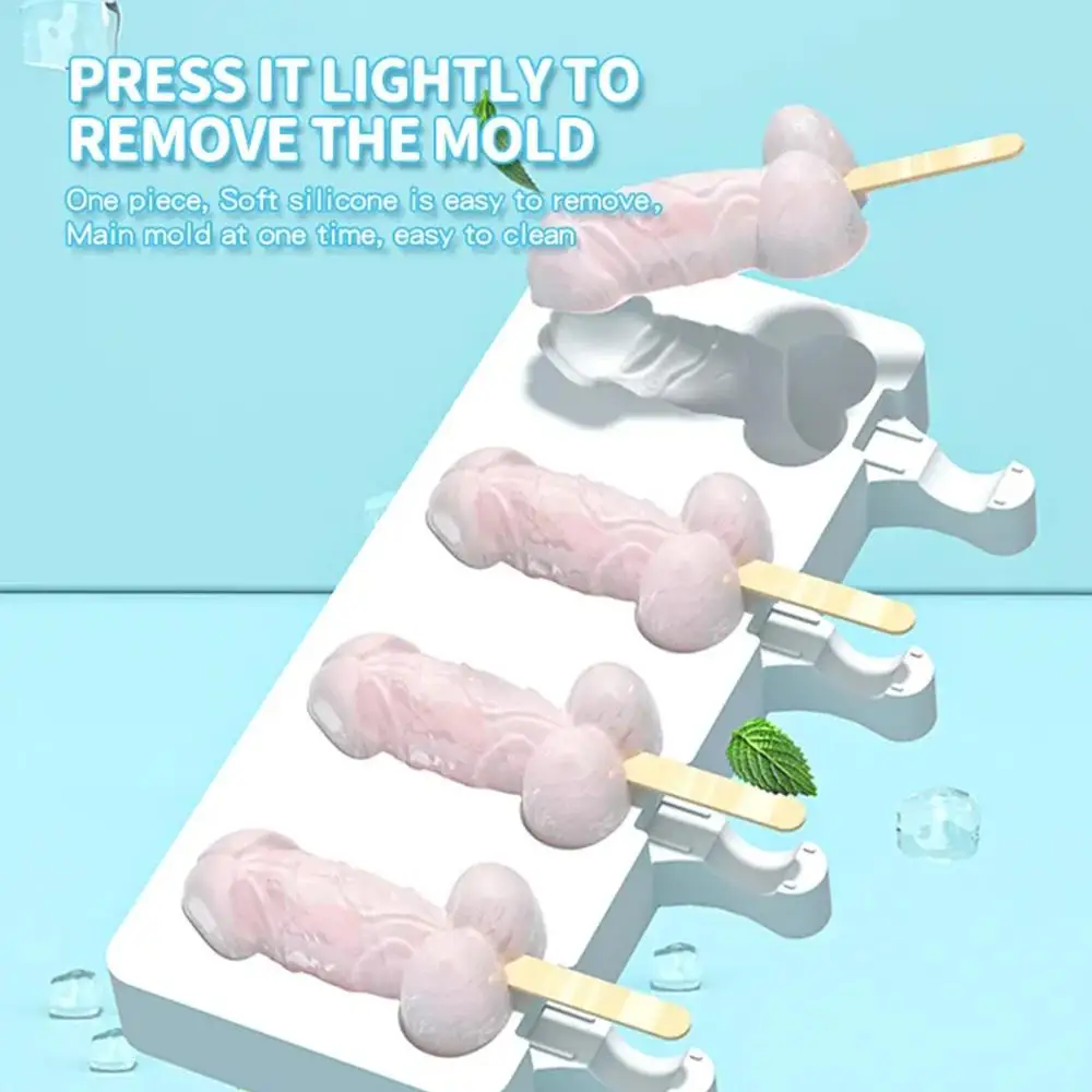 

Creative Ice Cream Molds Cool Summer Silicone Ice Molds Cube Dick DIY Color Cubes Ice Tray Cheese White K6I0