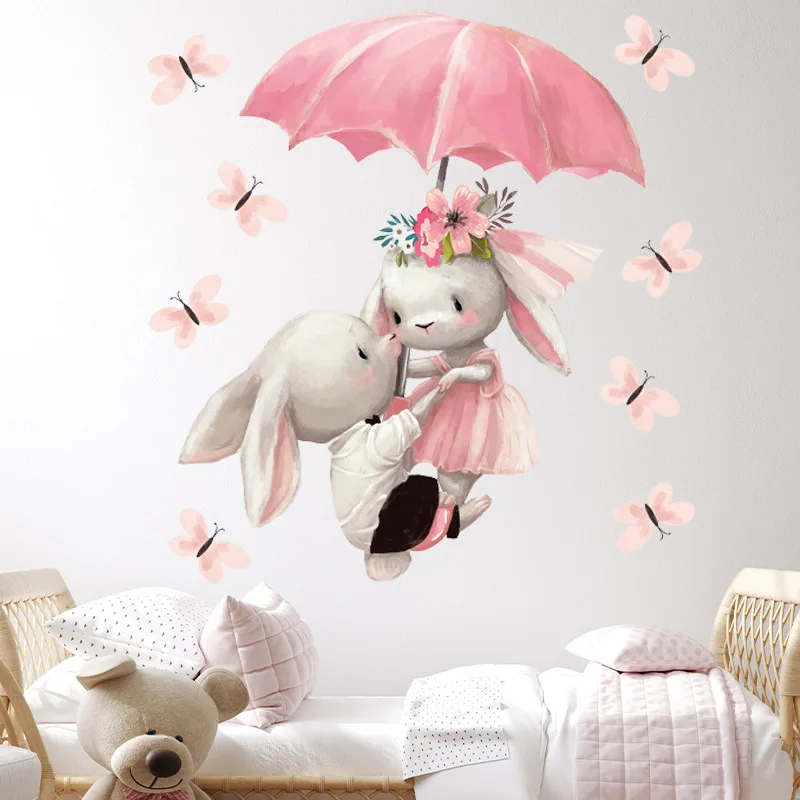 Кроличьи детские обои для фона живой спальни декорация наклейки на стену.
