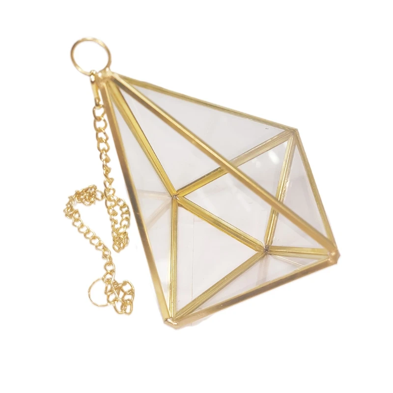 

Gold Wall Hanging Geometric Terrarium Indoor Opening Polyhedron Tabletop Window Sill Balcony Plant Holder Pot Container