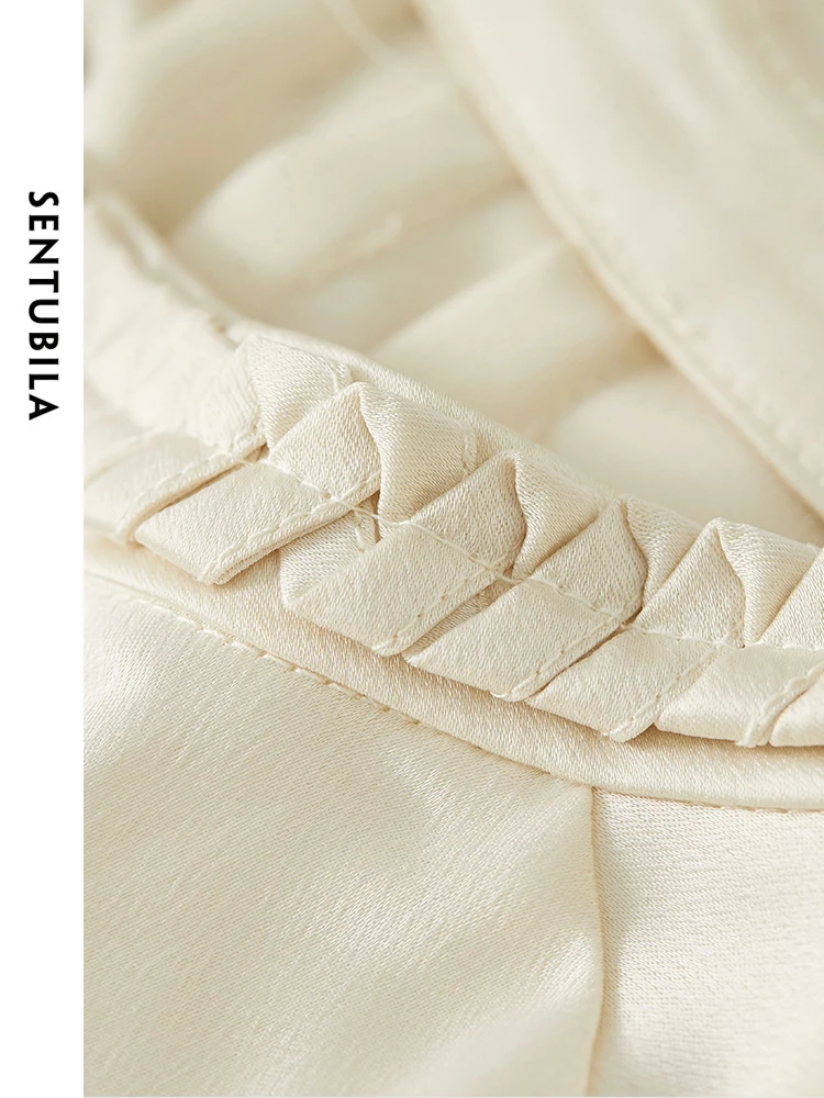 Женская Однотонная рубашка с круглым вырезом длинным рукавом