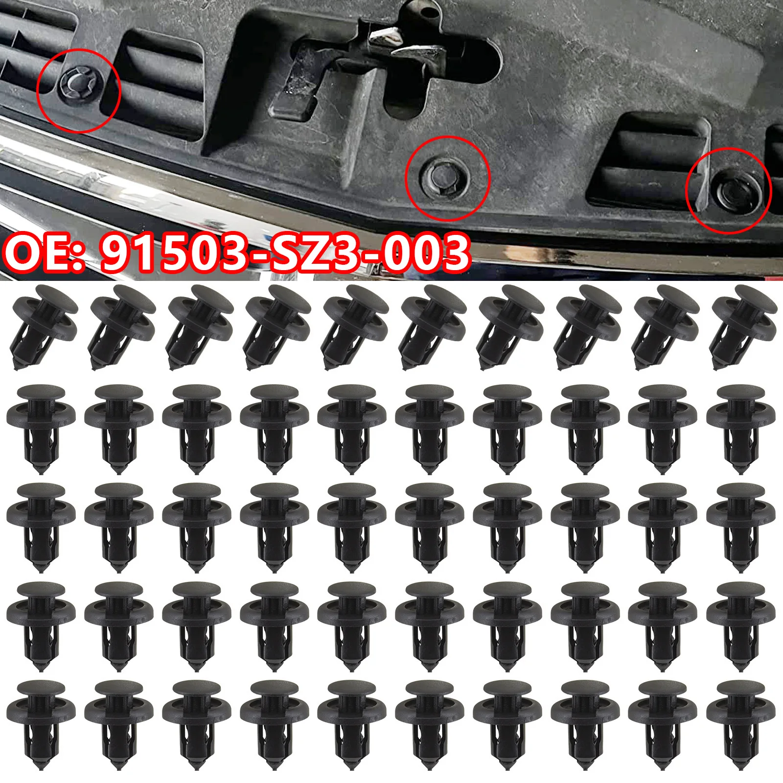 

10mm 50Pcs Auto Car Bumper Clips Retainer Fastener Rivet Door Panel Fender Liner For Honda Accord Civic CRV HRV Pilot Odyssey