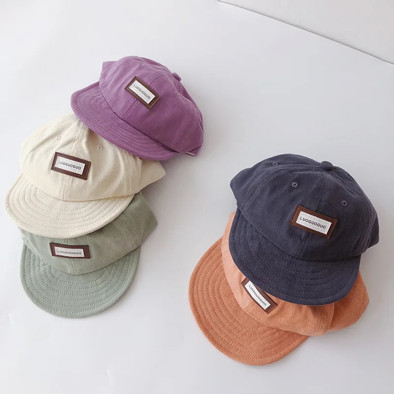 

Korea Letter Pattern Child Baseball Cap Summer Solid Color Cotton Kids Boy Sun Hat Vintage Adjustable UV Protection Dad Hats