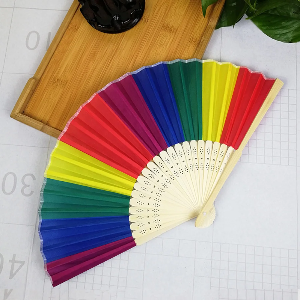 

Rainbow 23cm 42CM Gay Folding Fan Gifts Pride Fan 1PC For Decoration And Wedding Or Just Use It To Cool Yourself