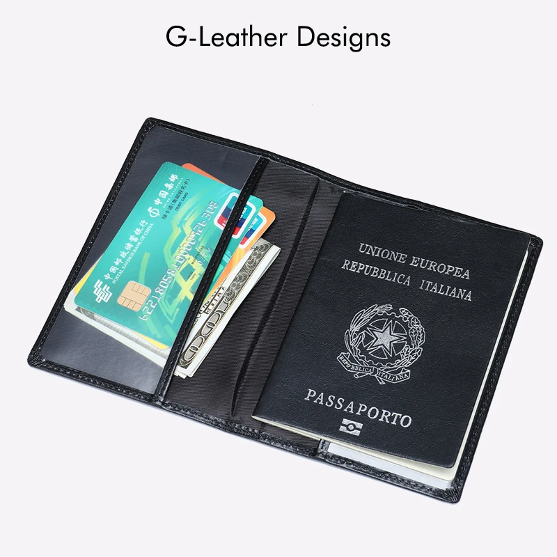Genuine Leather Travel Passport Covers Sheepskin Leather Passport Holder Folder