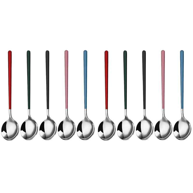 

10 Pack Soup Spoons,Stainless Steel Ice Cream Soup Spoons Coffee Spoons Teaspoons,For Dinner Long Handle Table Spoon