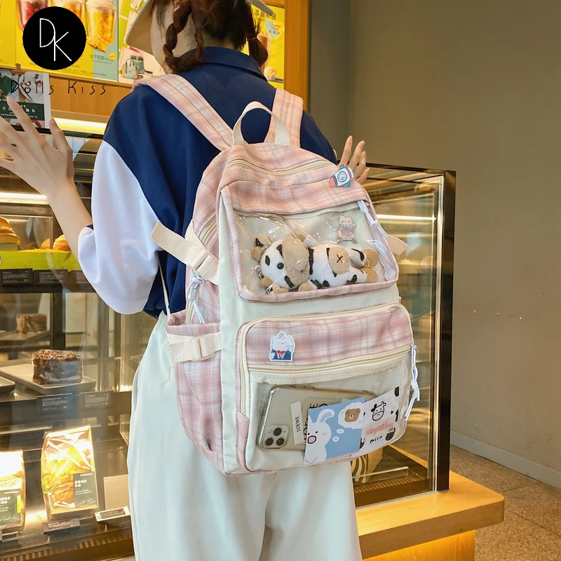 

Women Harajuku Ita School Bag JK Travel Backpack Ladies Chessboard Backpack Kawaii Doll Printed Backpack Cute Girls Bookbag