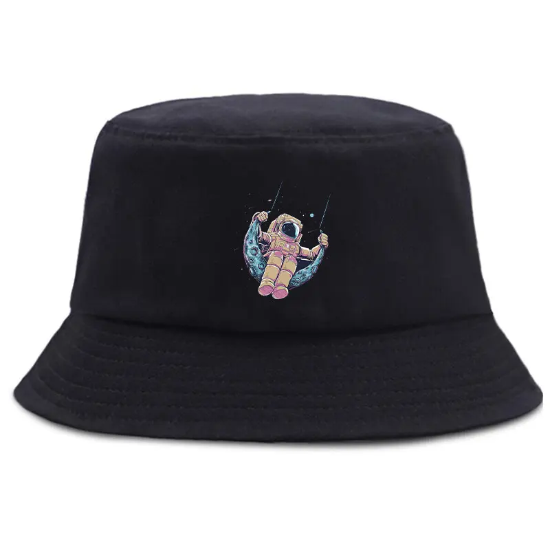 

Cartoon Astronaut Buckets Hat Unisex Cotton Foldable Fishing Hiking Cap Outdoor Beach Fisherman Kids Hats Bob Panama
