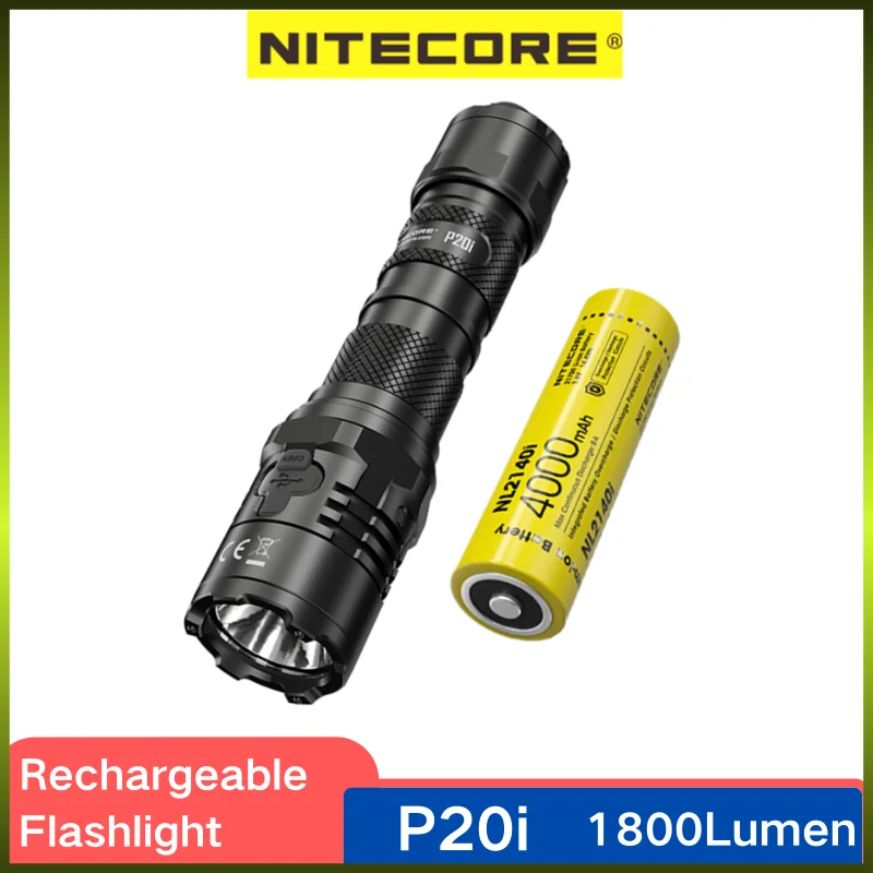NITECORE P20i Tactical Flashlight 1800Lumens USB-C Rechargeable SST40-W LED One-click Flash Self-Defense With 4000mAh Battery
