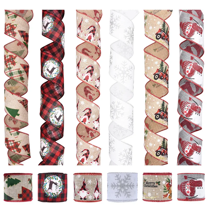 

6 Rolls Moose Snowflake Santa Claus Christmas Twist Ribbon for Garland Crafts Hair Bows Gift Wrapping Wedding Party Decoration