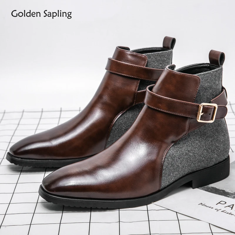 

Golden Sapling Fashion Chelsea Boots Retro Casual Men's Shoes Comfortable Leisure Flat Classics Business Men Boot Party Shoes