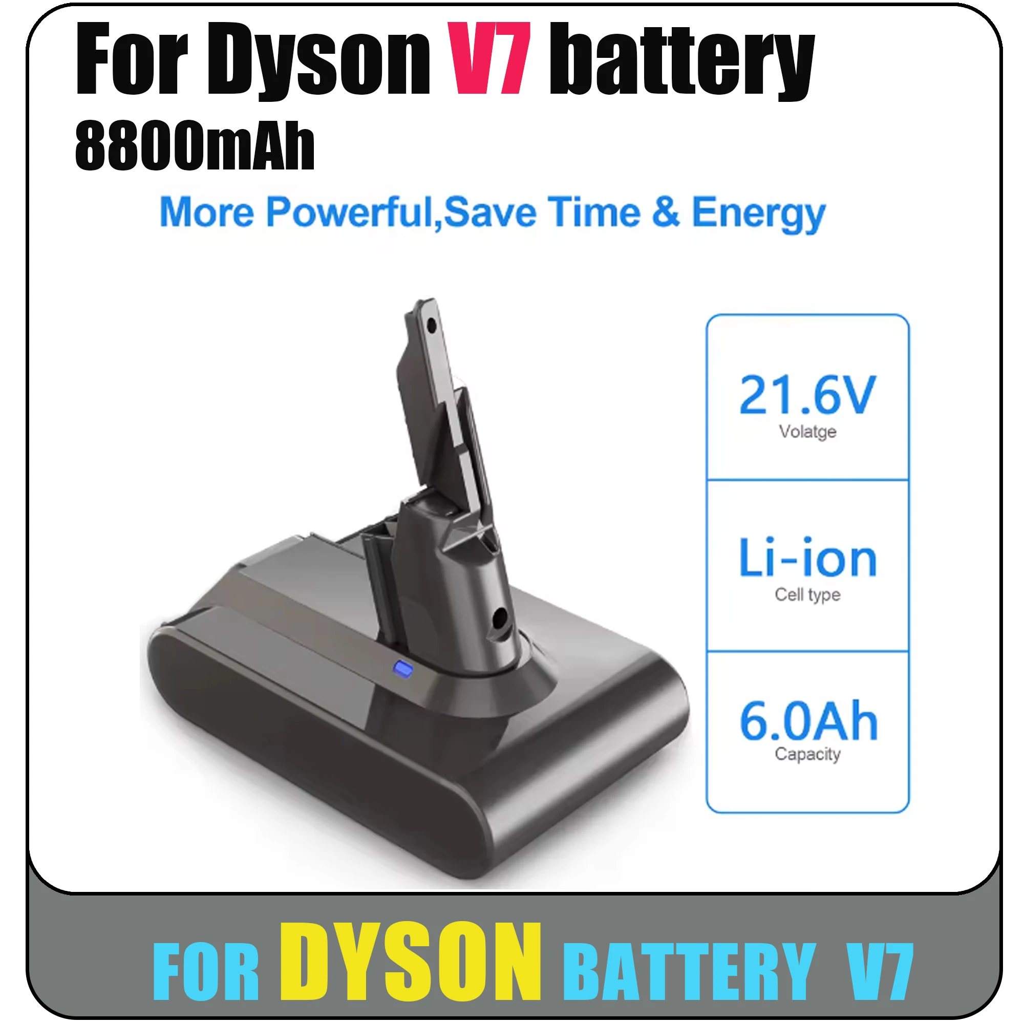 Фото Новый аккумулятор для Dyson V7, 21,6 В, 6800 мАч/88000 мАч, литиевый аккумулятор FLUFFY V7 Animal V7 Pro 225403 229687, инструменты №5