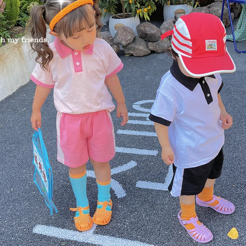 

Toddler Girl Boy Sets Clothes Outfit Children Polo Shirt And Shorts Two Piece Set Korean Fashion Kids Tracksuits Baby Sportswear