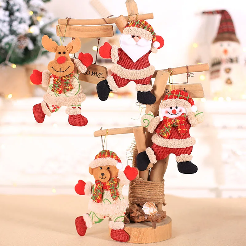 

1pcs Merry Christmas Cartoon Doll Hanging Drop Santa Claus Snowman Plush Doll Pendant Decorated New Year Children Gift Ornament