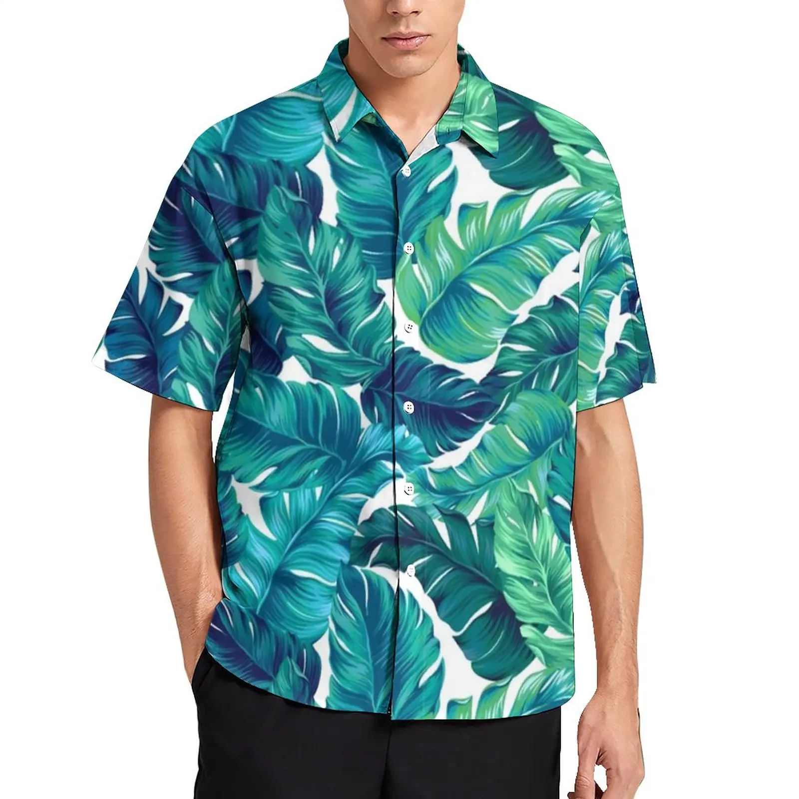 

Tropical Print Blouses Men Funky Banana Leaf Casual Shirts Summer Short-Sleeved Graphic Novelty Oversized Vacation Shirt Gift