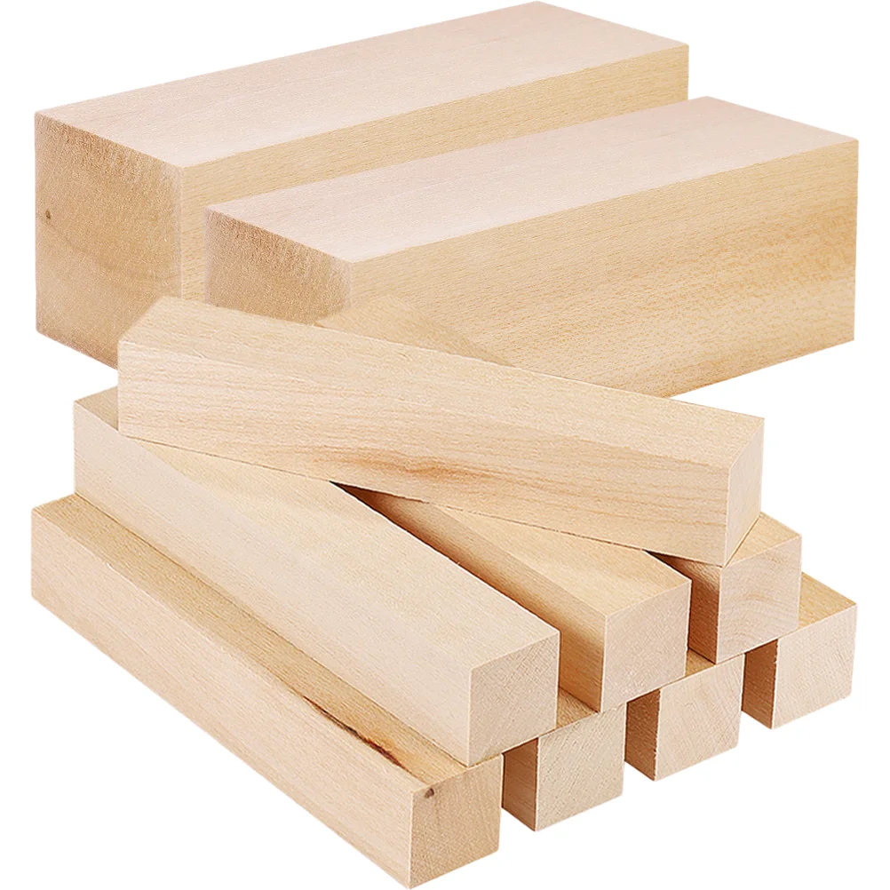

10 Pcs Building Blocks Adults Carved Basswood Strips Carving Beginner Whittling