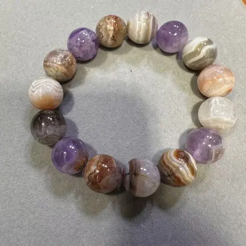 Браслет из агата и аметиста 14 мм