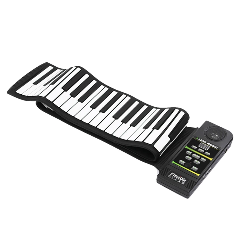 

Electronic Roll Up Piano Keyboard Portable Keyboard Piano Speaker and Connecting Pedal for Kids Beginners Gift
