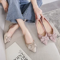 luxury pointed toe shoes women 2022 new summer shallow rhinestone flat shoes comfortable soft bottom plus size 43 womens shoes