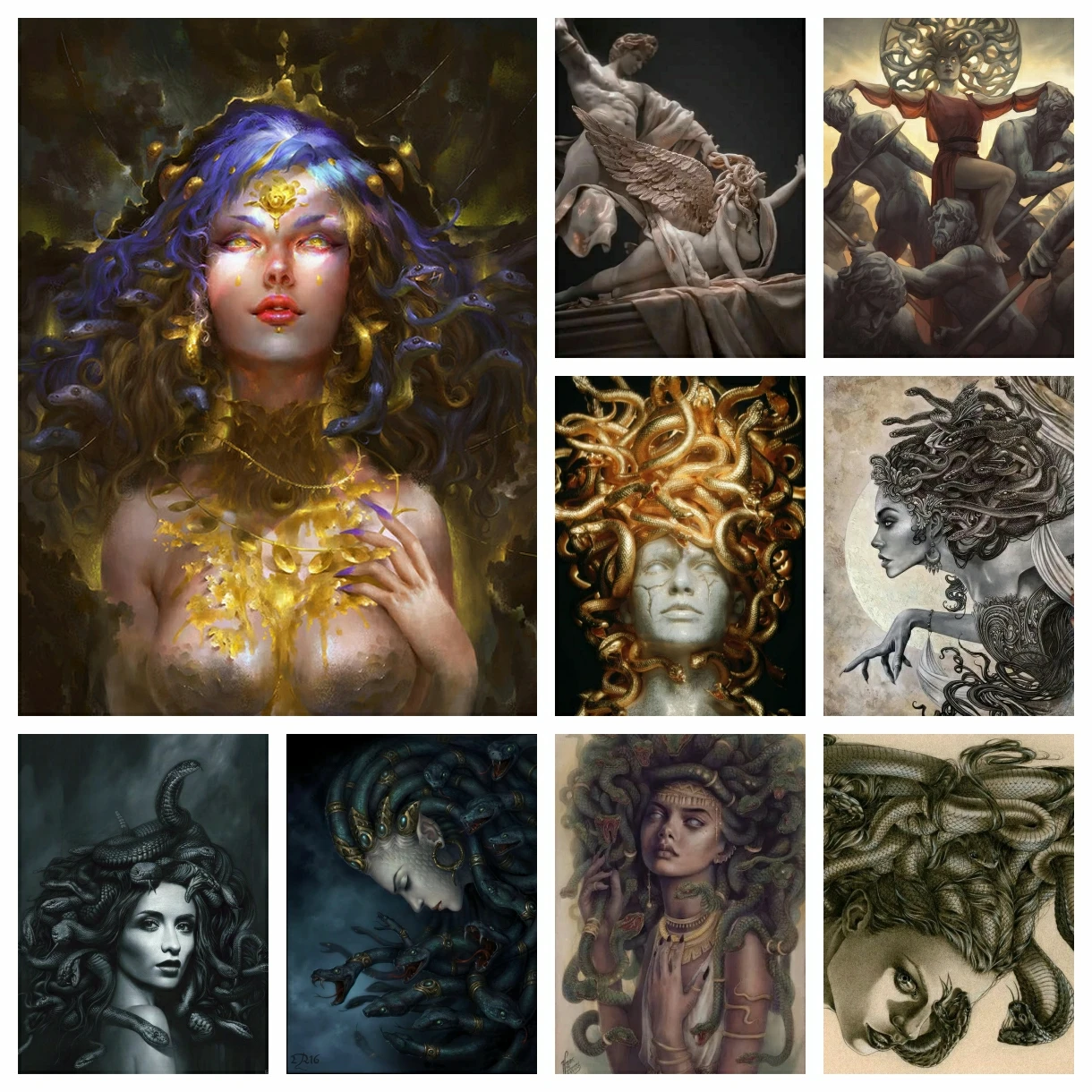 

Medusa Diamond Painting Snake Woman 5D Full Diamond Embroidery DIY Cross Stitch Kits Mosaic Picture Fantasy Portrait Decor Home