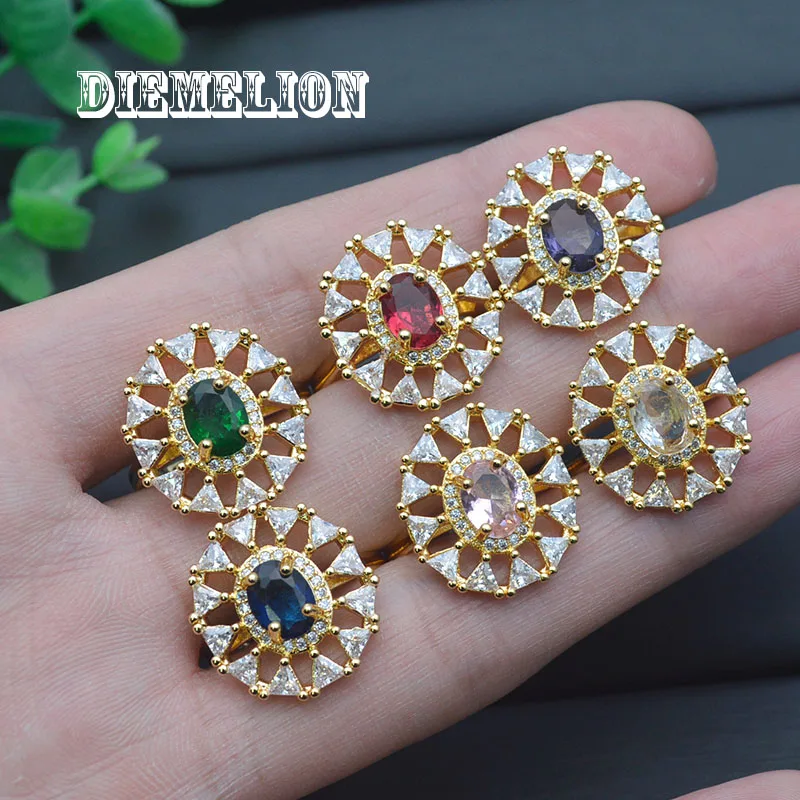 

Luxury Oval Finger Rings Band Dazzling Brilliant Colorful CZ Stone Classic Wedding Anniversary Gift for Wife Girlfriend