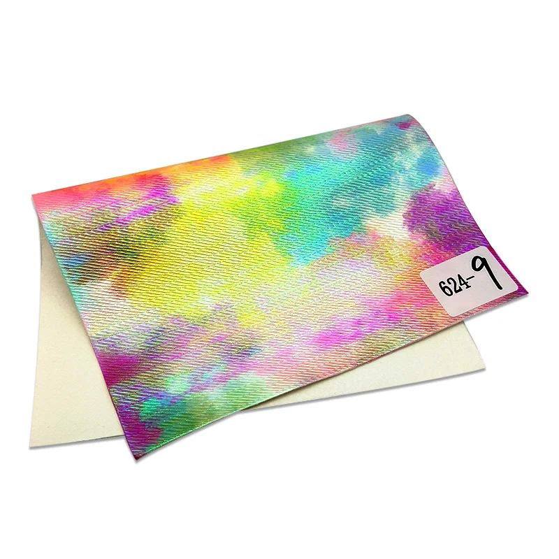 

XHT Geometric Pattern Embossed Cloud Iridescent PU Holographic Waterproof Leather Fabric Sheet for Bag/Handbag/Clothing