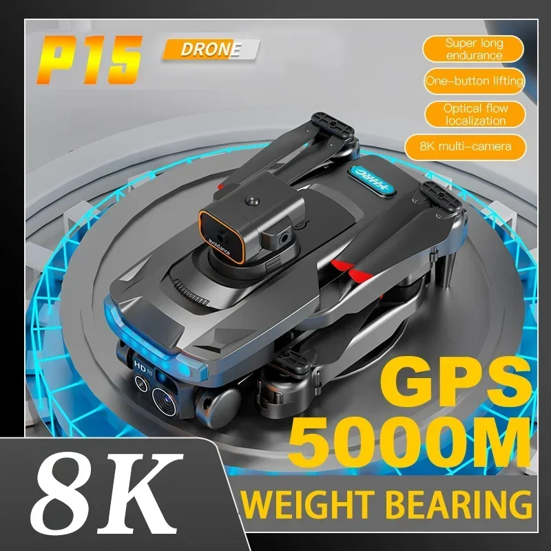 

P15 Drone Endurance 5000M Load 5G Professional 8K Dual Camera GPS Wifi 540 ° Intelligent Obstacle Avoidance Helicopter Dron