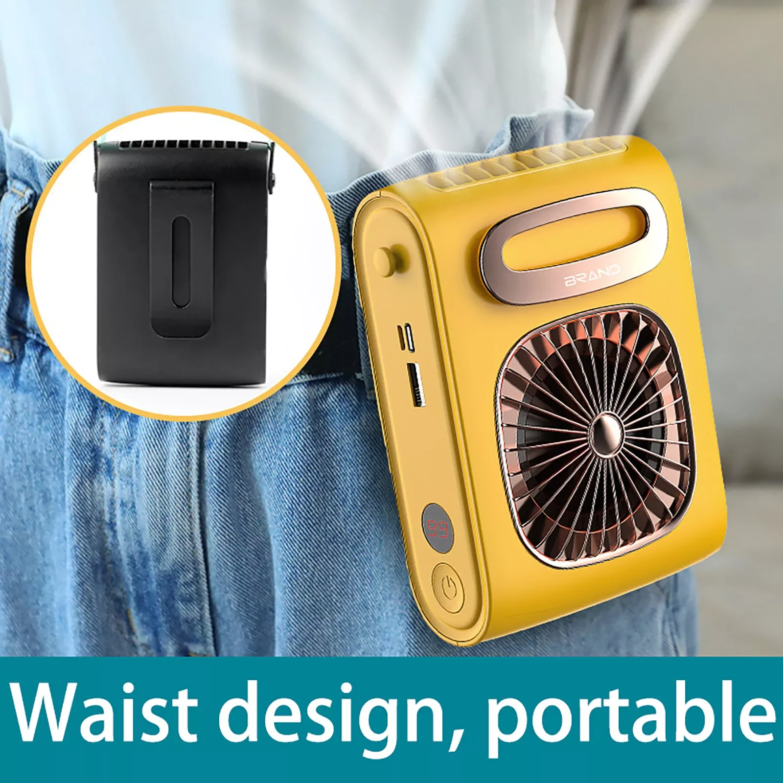 

Мини-вентилятор на зажиме для талии NEW2023, 6000 мАч, зарядка через Usb