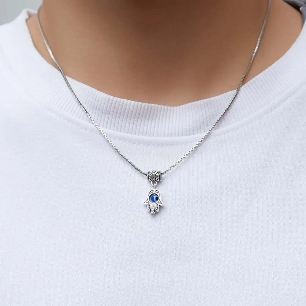 

Lucky Drop Shaped Elephant Pendant Blue Glass Metal Chains Blue Eyes Necklace Clavicle Chains Demon Eye Fashion Jewelry