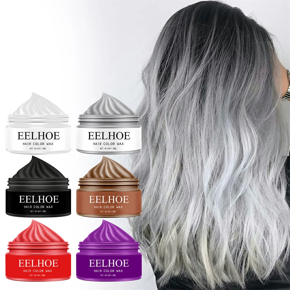 

EELHOE Temporary Dye Hair Wax Gray Colorful Hair Wax Hair Mud Natural Color Disposable Easy Dyeing Easy Rinse Hair Dye Hair Wax