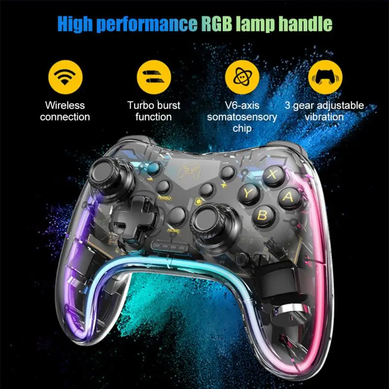 

Беспроводной Bluetooth 5,0, двухрежимный геймпад для Nintendo Switch /Switch Lite/Switch OLED видеоигр, USB контроллер с 6 осями