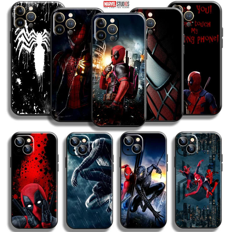 

Marvel Venom Spiderman Deadpool For Apple iPhone 13 12 11 Pro Mini X XR XS Max SE 5 5s 6 6S 7 8 Plus Phone Case Coque
