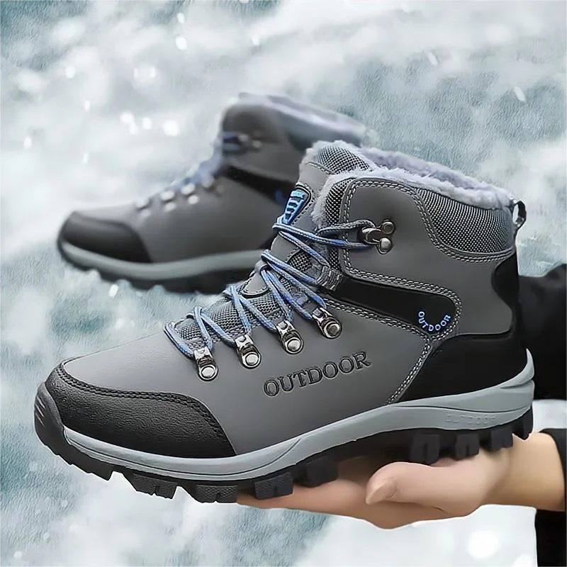 

Snow Ankle Boots Outdoor Male Hiking Boots Work Shoes High Top Non-slip Work Boots Winter Men Boots Waterproof Leather Sneakers