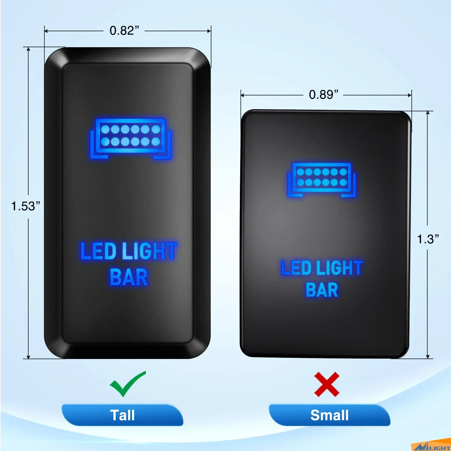 LED Light BAR Switch Push Button 12V ON OFF With Connector Wire For Toyota Switches Tacoma Tundra 4Runner Blue Backlight |