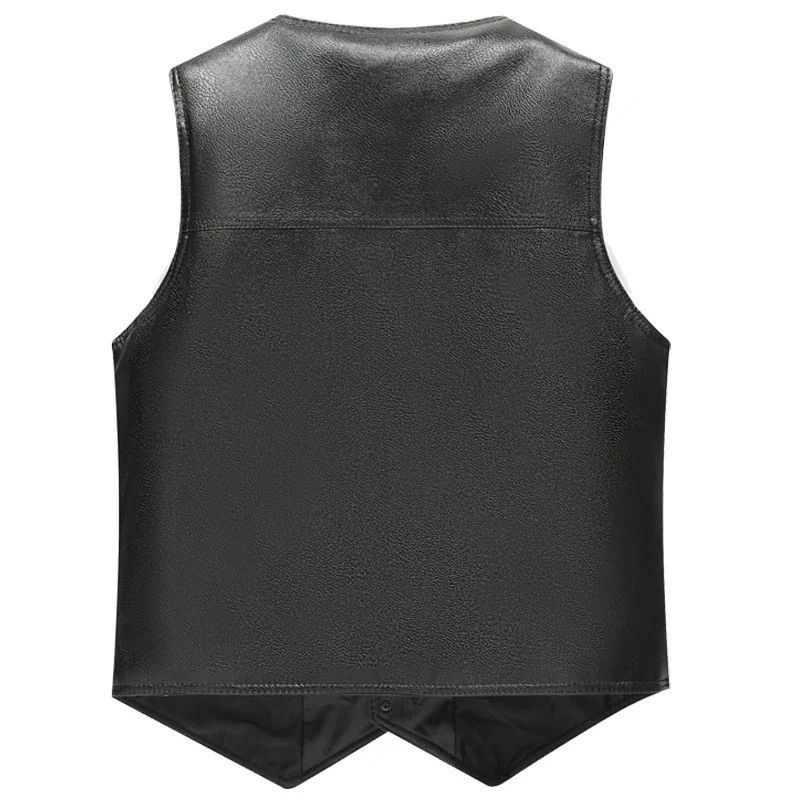 Осень-зима бархатная ткань толстый черный кожаный жилет мужской мотоциклетный