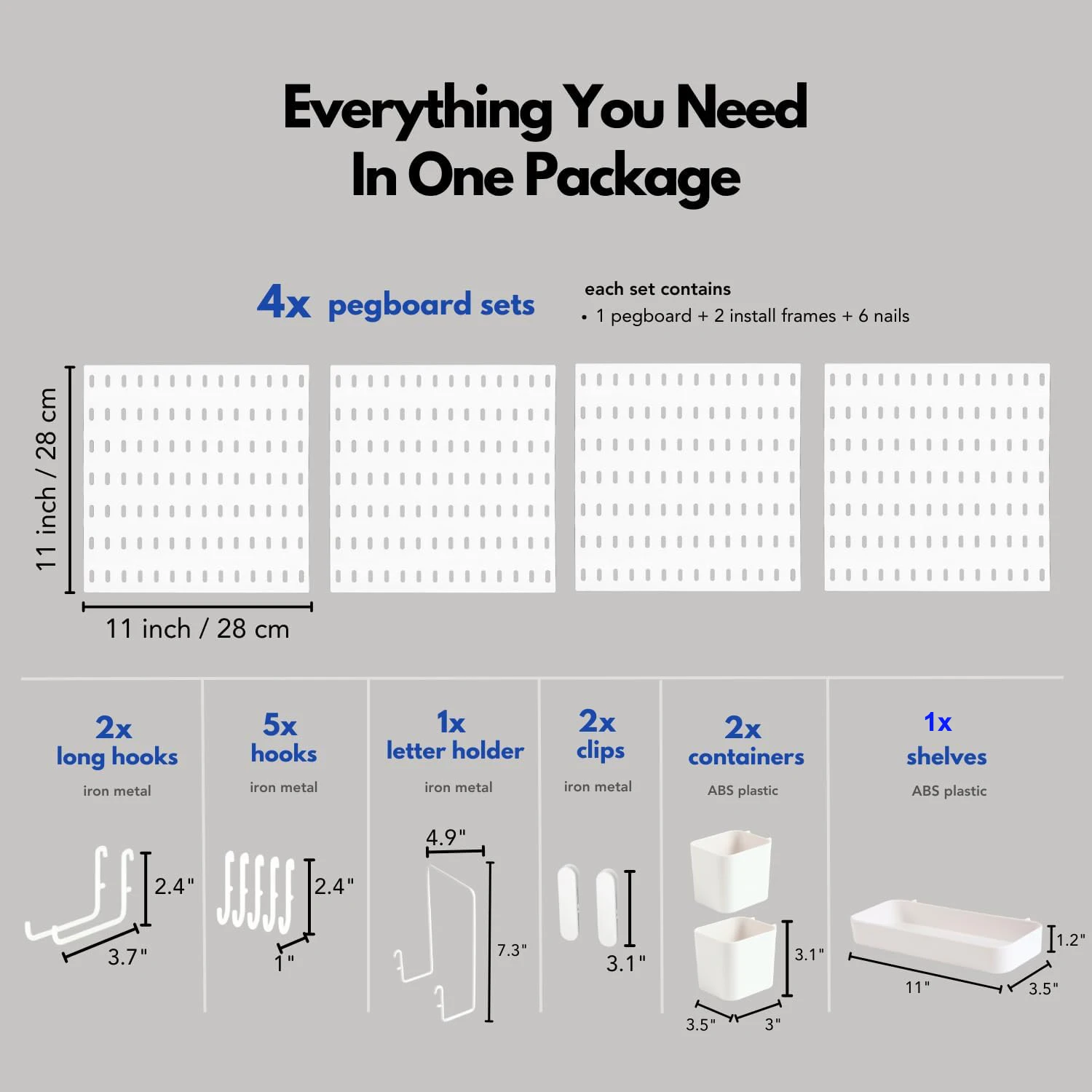 Комбинированный комплект Pegboard 4 Pegboards 13 аксессуаров модульная Подвеска для