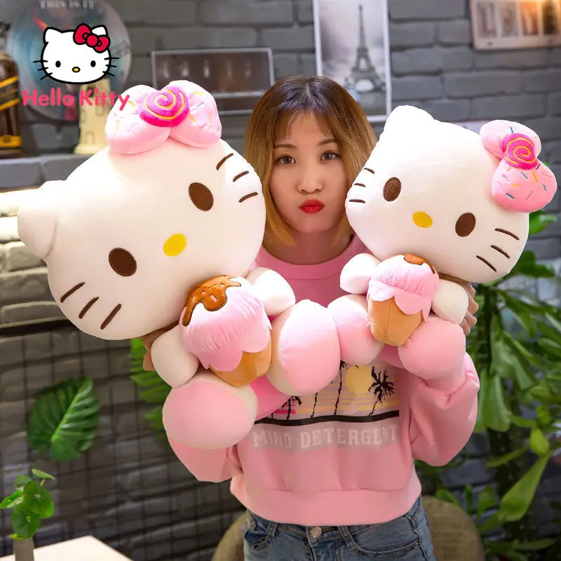 

Плюшевая игрушка Hello Kitty, кукла для девочки, милая конусная мягкая набивная кукла, подушка для кровати, грелка для рук, плюшевая подушка, поду...
