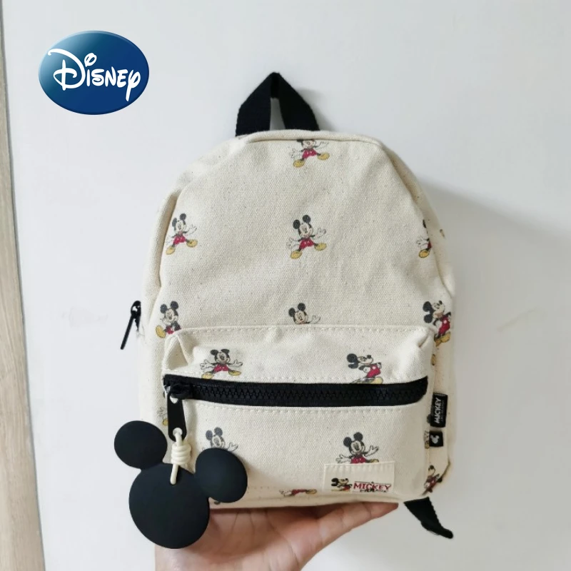 

Disney Mickey New Children's Backpack Canvas Luxury Brand Fashion Children's School Bag Mini Cartoon Cute Print Women's Backpack