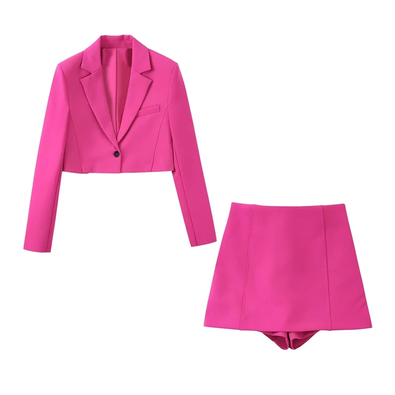 

Women 2023 Autumn New Fashion Cropped Blazer Coat Vintage Long Sleeve Single Button Female Outerwear Femme Suit Jacket