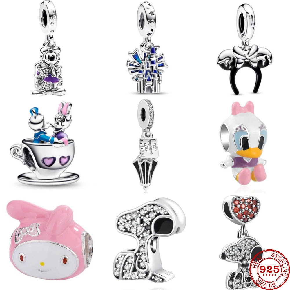 925 sterling silver Mickey Disney Castle Donald Duck Daisy Duck Pendant Charms Beads Fit Original Pandora Bracelet DIY Jewelry