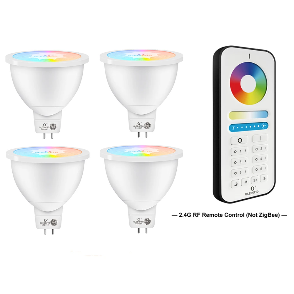 Gledopto Zigbee LED Spot Light  RGBCCT LED Spotlight Lamp 12V MR16 4W Pro For Bedroom Corridor Kitchen