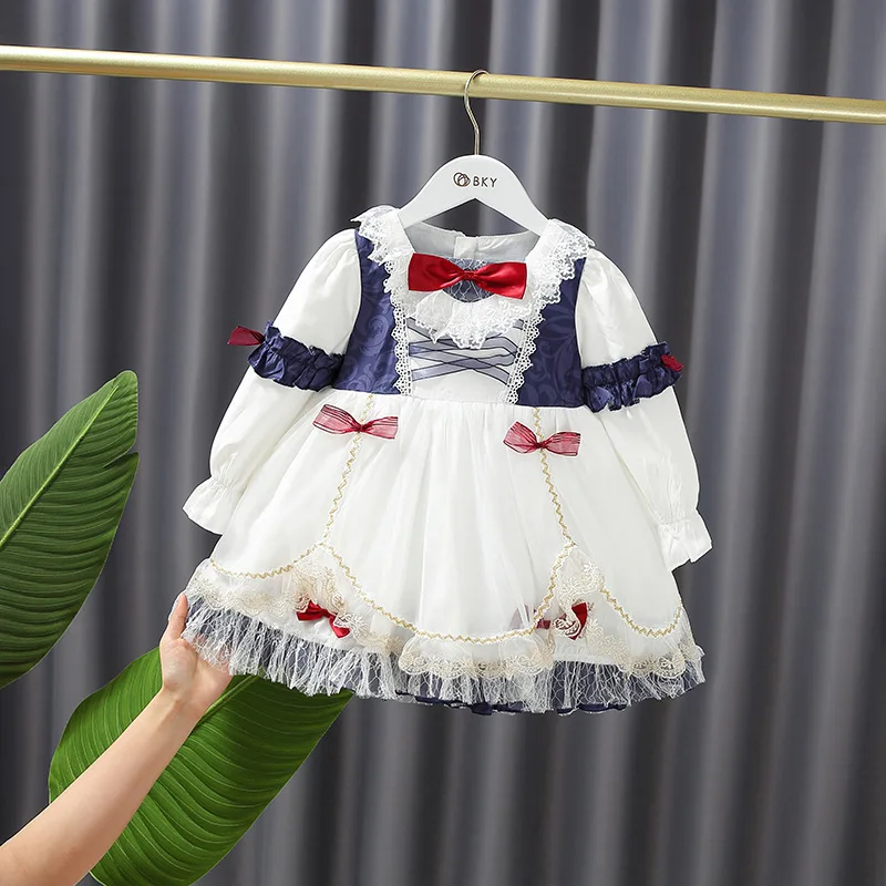 

Baby Girl Lolita Princess Dress Toddler Kids Birthday Party Lace Bow Ball Gowns Children Spanish Royal Vintage Dresses y165