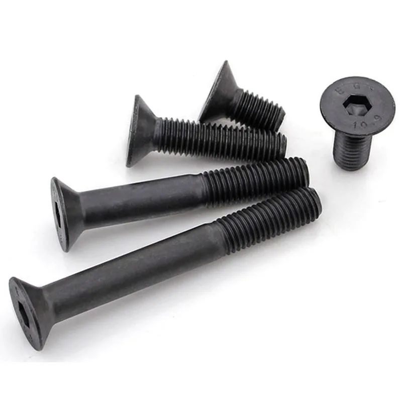 

2Pcs Black Hex socket Flat Head Long Bolts KM DIN79910.9 Level Countersunk Head Hexagon Socket Machine Screw M8 m10 m12 m16 M20